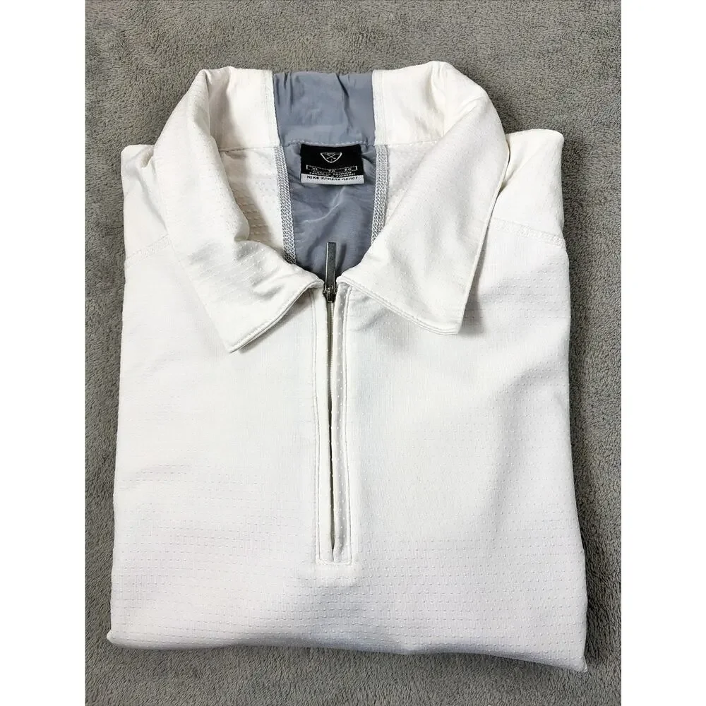 Vintage Nike Sphere React Shirt Mens XL White Gray 1/4 Zip Golf Made Taiwan 90s